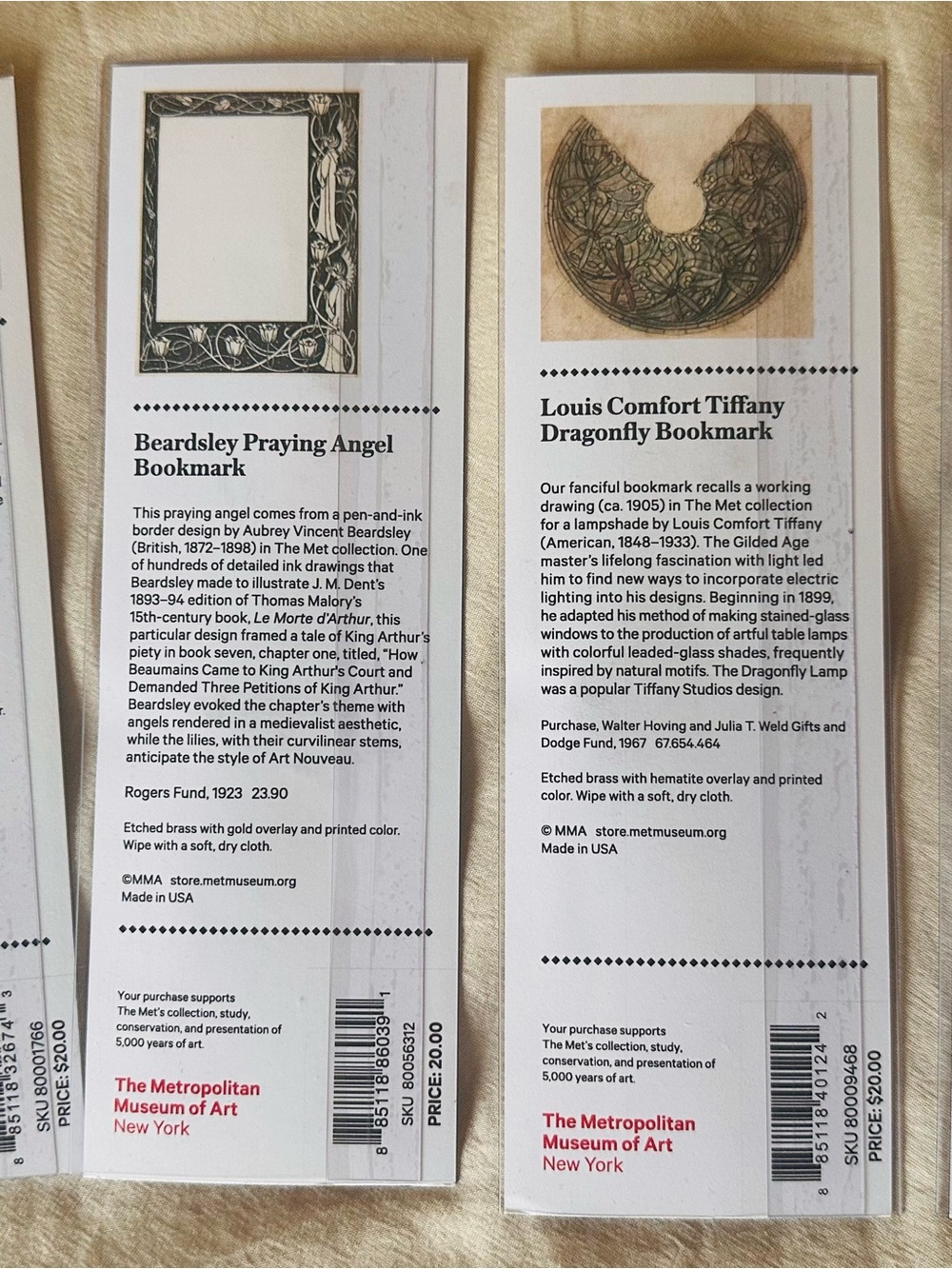 NWT - The Metropolitan Museum of Art - set of (4) etched metal bookmarks - Picture 6 of 6
